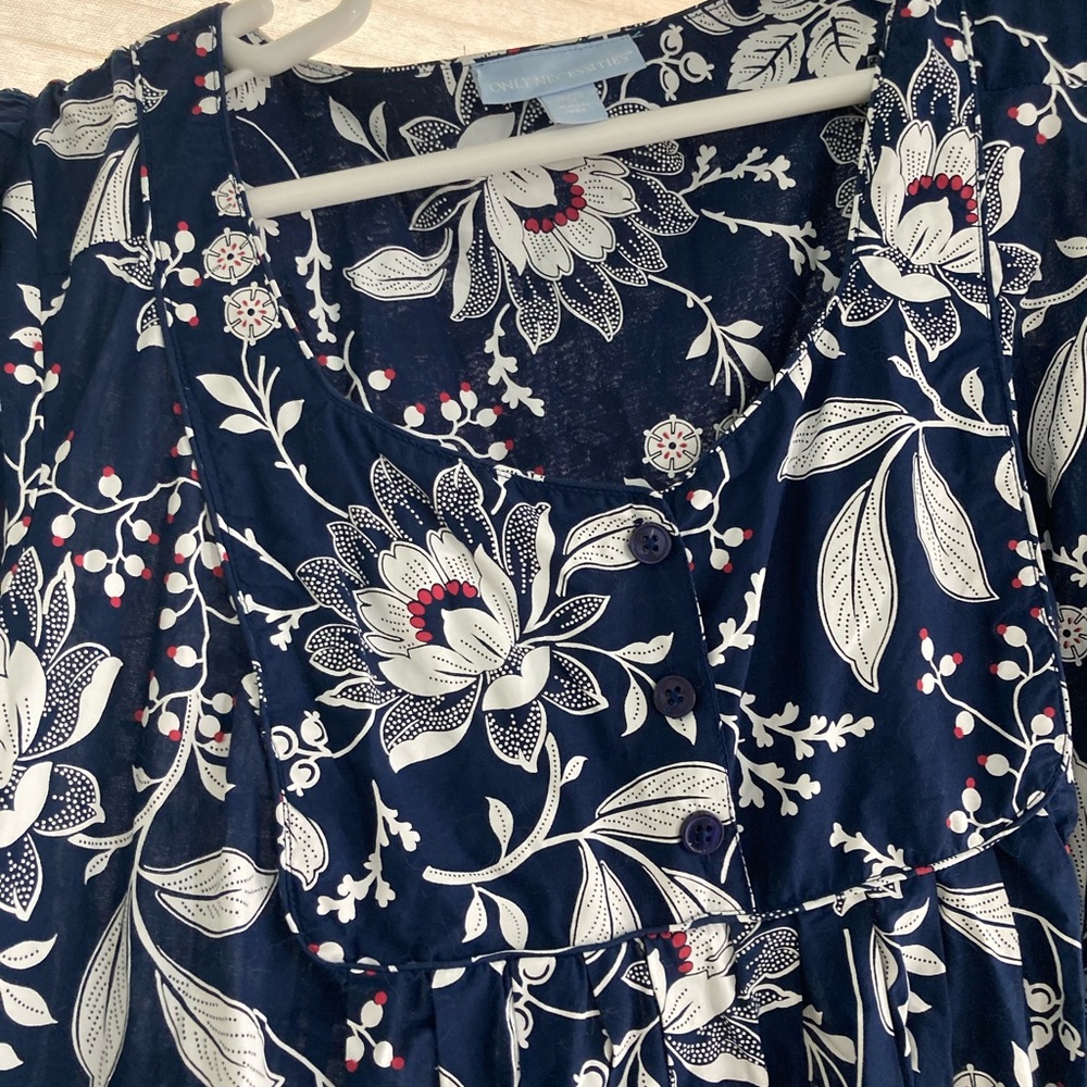 Only Necessities Navy and White Floral Top